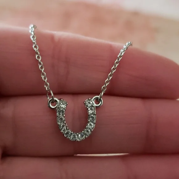 Horseshoe Necklace I'm so lucky to have you in my life Rhinestone Dainty Horsesh - Picture 3 of 9